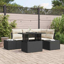 vidaXL Tuinbank Set met kussen 5 pcs Zwart en Crème poly rattan