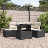 vidaXL Tuinbank Set met kussen 5 pcs Zwart en Crème poly rattan