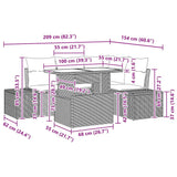 vidaXL Tuinbank Set met kussen 5 pcs Zwart en Crème poly rattan