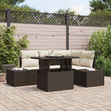 vidaXL Tuinbank Set met kussen 5 pcs Zwart en Crème poly rattan