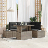 vidaXL Tuinbank Set met kussen 5 pcs Zwart en Crème poly rattan