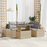 vidaXL Tuinbank Set met kussen 5 pcs Zwart en Crème poly rattan