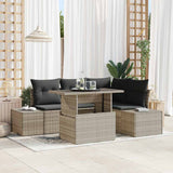 vidaXL Tuinbank Set met kussen 5 pcs Zwart en Crème poly rattan