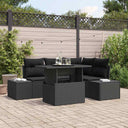 vidaXL Tuinbank Set met kussen 5 pcs Zwart en Crème poly rattan