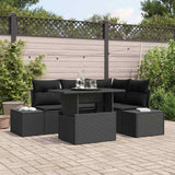vidaXL Tuinbank Set met kussen 5 pcs Zwart en Crème poly rattan