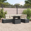 vidaXL Tuinbank Set met kussen 6 pcs Zwart Poly rattan