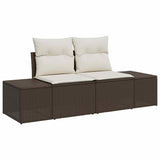 vidaXL Tuinbank Set met kussen 6 pcs Zwart Poly rattan
