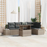 vidaXL Tuinbank Set met kussen 6 pcs Zwart Poly rattan