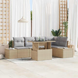 vidaXL Tuinbank Set met kussen 6 pcs Zwart Poly rattan