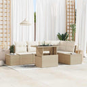 vidaXL Tuinbank Set met kussen 6 pcs Zwart Poly rattan