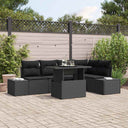 vidaXL Tuinbank Set met kussen 6 pcs Zwart Poly rattan