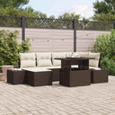 vidaXL Tuinbank Set met kussen 7 pcs Zwart en crème