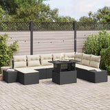 vidaXL Tuinbank Set met kussen 9 pcs Zwart en Crème poly rattan