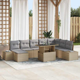 vidaXL Tuinbank Set met kussen 9 pcs Zwart en Crème poly rattan