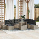 vidaXL Tuinbank Set met kussen 9 pcs Zwart en Crème poly rattan