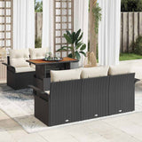 vidaXL Tuinbank Set met kussen 6 pcs Zwart en Crème poly rattan