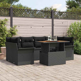 vidaXL Tuinbank Set met kussen 7 pcs Zwart en crème