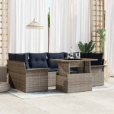 vidaXL Garden Sofa Set with Cushions 7 pcs Grey and Navy Blue