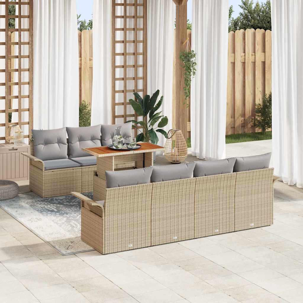 vidaXL Tuinbank Set met kussen 8 pcs Zwart en crème