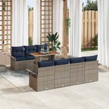 vidaXL Tuinbank Set met kussen 8 pcs grijs en marineblauw