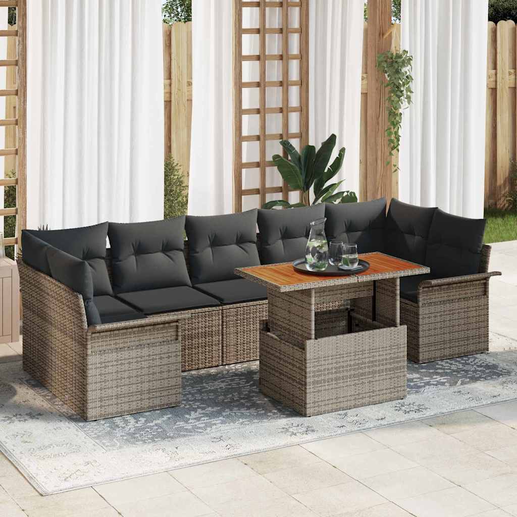 vidaXL Garden Bench Set with Cushion 8 pcs Black and Cream