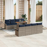 vidaXL Tuinbank Set met kussen 7 pcs grijs en marineblauw