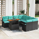 vidaXL Garden Sofa Set with Cushions 9 pcs Grey and Navy Blue Poly Rattan