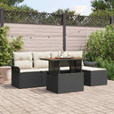 vidaXL Tuinbank Set met kussen 6 pcs Zwart en crème