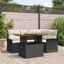 vidaXL Garden Sofa Set with cushions 5 pcs Black and cream