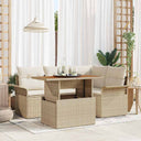 vidaXL Garden Sofa Set with cushions 5 pcs Black and cream