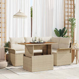 vidaXL Garden Sofa Set with cushions 5 pcs Black and cream