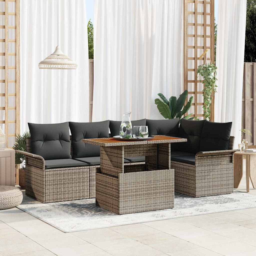 vidaXL Tuinbank Set met kussen 6 pcs Zwart en crème