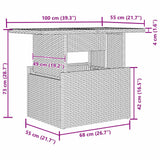 vidaXL Tuinbank Set met kussen 7 pcs Zwart en Crème poly rattan