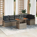 vidaXL Tuinbank Set met kussen 7 pcs Zwart en Crème poly rattan