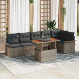 vidaXL Tuinbank Set met kussen 7 pcs Zwart en Crème poly rattan