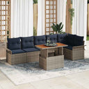 vidaXL Garden Sofa Set with cushions 7 pcs Grey and Navy Blue poly rattan