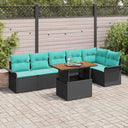 vidaXL Garden Sofa Set with cushions 7 pcs Grey and Navy Blue poly rattan