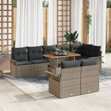 vidaXL Tuinbank Set met kussen 9 pcs Zwart en Crème poly rattan