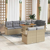 vidaXL Tuinbank Set met kussen 9 pcs Zwart en Crème poly rattan