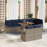 vidaXL Tuinbank Set met kussen 9 pcs grijs en marineblauw