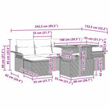 vidaXL Tuinbank Set met kussen 7 pcs Zwart en Crème poly rattan
