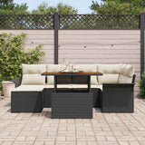 vidaXL Tuinbank Set met kussen 7 pcs Zwart en Crème poly rattan