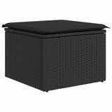 vidaXL Tuinbank Set met kussen 7 pcs Zwart en Crème poly rattan