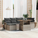 vidaXL Tuinbank Set met kussen 7 pcs Zwart en Crème poly rattan