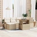 vidaXL Tuinbank Set met kussen 7 pcs Zwart en Crème poly rattan