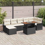 vidaXL Tuinbank Set met kussen 8 pcs Zwart en Crème poly rattan