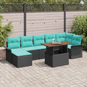 vidaXL Garden Sofa Set with Cushions 8 pcs Grey and Navy Blue Poly Rattan