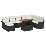vidaXL Tuinbank Set met kussen 9 pcs Zwart en crème