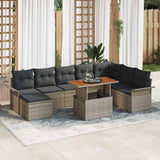 vidaXL Tuinbank Set met kussen 9 pcs Zwart en crème