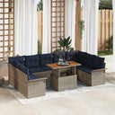 vidaXL Garden Sofa Set with cushions 10 pcs grey and navy blue